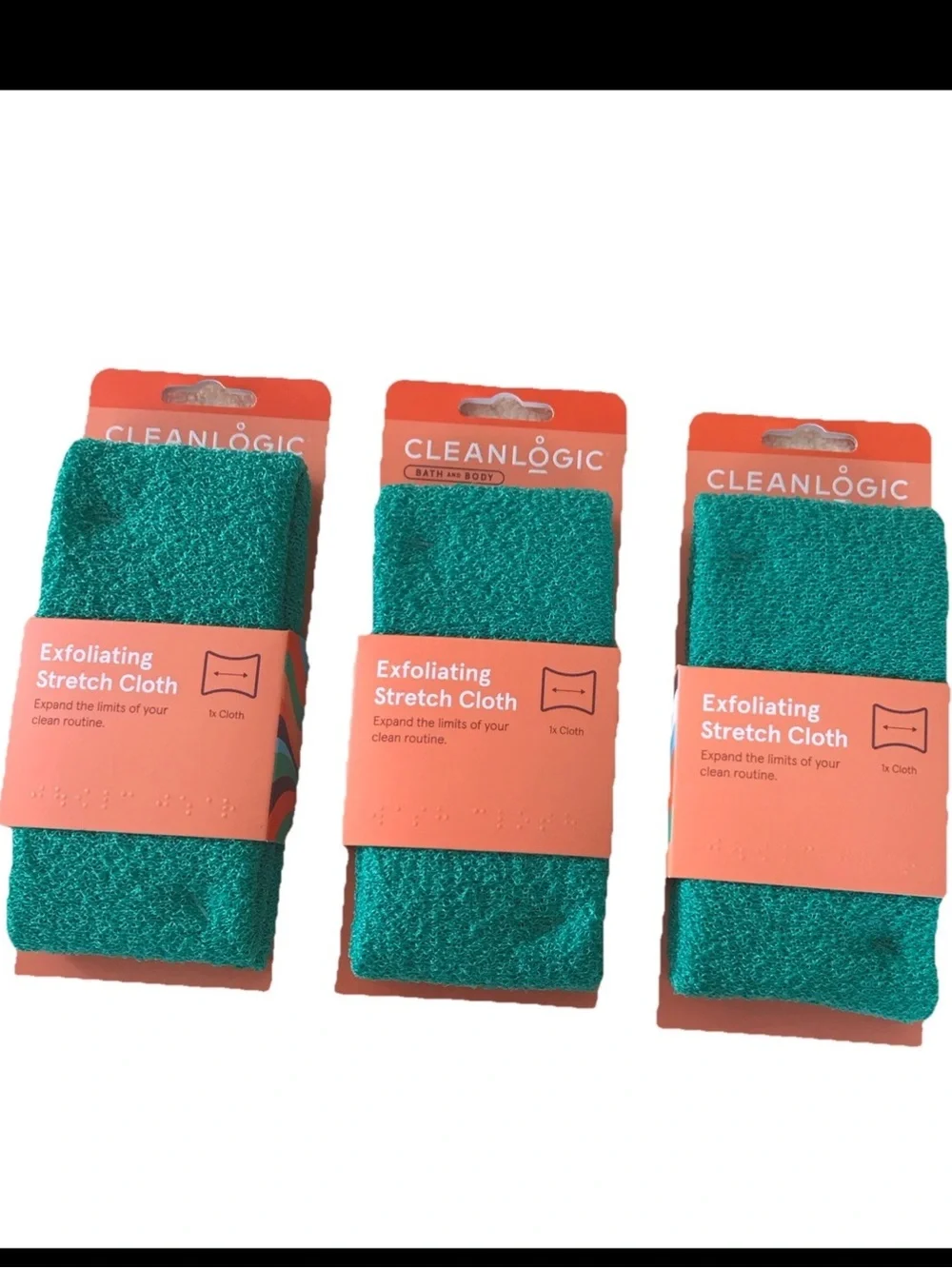 Cleanlogic Exfoliating Stretch Cloths - Orange & Green- 3 Pack